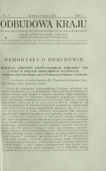 Odbudowa Kraju : miesięcznik poświęcony sprawom gospodarstwa narodowego : organ Obywatelskiego Komitetu Odbudowy Wsi i Miast w Krakowie R. 1, Nr 3 (sierpień 1917)