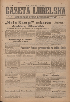 Gazeta Lubelska : niezależne pismo demokratyczne. R. 1, nr 273 (23 listopada 1945)