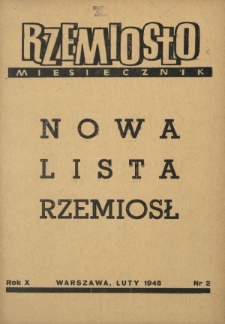 Rzemiosło / [red. nacz. Julian Strawa]. R. 10, nr 2 (luty 1948)