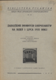 Zadłużenie drobnych gospodarstw na dzień 1 lipca 1931 roku