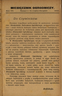 Miesięcznik Ogrodniczy : organ Sekcji Ogrodniczej Tow. Gospodarskiego we Lwowie / pod red. Antoniego Wr&oacute;blewskiego. R. 3, z. 1 i 2 (lipiec-sierpień 1919)