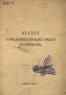 Statut Lubelskiego Związku Pracy Kulturalnej