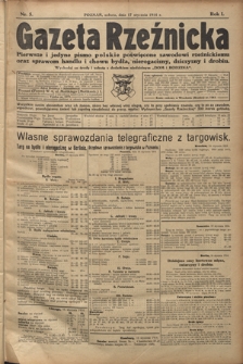 Gazeta Rzeźnicka : pierwsze i jedyne pismo polskie poświęcone zawodowi rzeźnickiemu oraz sprawom handlu i chowu bydła, nierogacizny, dziczyzny i drobiu / [red. Teodor Bobowski]. R. 1, Nr 5 (17 stycznia 1914)