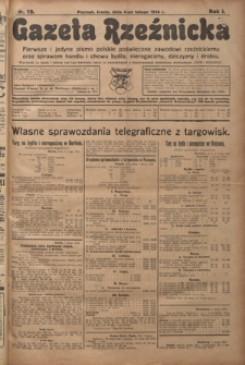 Gazeta Rzeźnicka : pierwsze i jedyne pismo polskie poświęcone zawodowi rzeźnickiemu oraz sprawom handlu i chowu bydła, nierogacizny, dziczyzny i drobiu / [red. Teodor Bobowski]. R. 1, Nr 10 (4 lutego 1914)