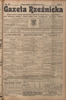 Gazeta Rzeźnicka : pierwsze i jedyne pismo polskie poświęcone zawodowi rzeźnickiemu oraz sprawom handlu i chowu bydła, nierogacizny, dziczyzny i drobiu / [red. Teodor Bobowski]. R. 1, Nr 69 (18 lipca 1914)