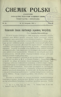 Chemik Polski : czasopismo poświęcone wszystkim gałęziom chemii teoretycznej i stosowanej / red. Br. Znatowicz R. 3, Nr 46 (18 listopada 1903)