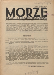 Morze : organ Ligi Morskiej i Kolonjalnej. - R. 9, nr 7-8 (lipiec-sierpień 1932)