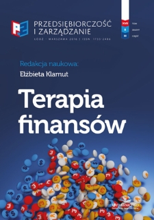 Terapia finans&oacute;w / red. Elżbieta Klamut. - Vol. 17, z. 8, cz. 3 (2016)