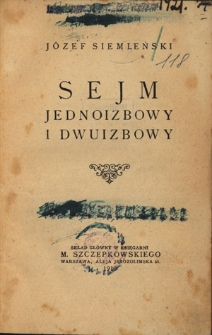 Sejm jednoizbowy i dwuizbowy