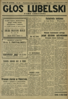 Głos Lubelski : pismo codzienne. R. 16, nr 232 (26 sierpnia 1929)
