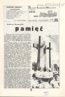 Region Środkowo-Wschodni NSZZ "Solidarność" : biuletyn związkowy Nr 35 (6 lip. 1981)