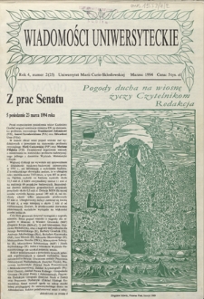 Wiadomości Uniwersyteckie / Uniwersytet Marii Curie-Skłodowskiej R. 4, nr 2=25 (marzec 1994)