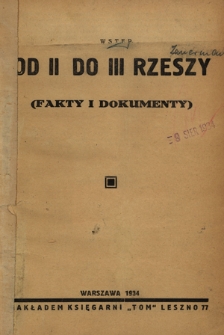 Od II do III Rzeszy : fakty i dokumenty