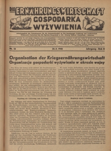 Die Ernährungswirtschaft t = Gospodarka Wyżywienia. Jg. 2, nr 10 (20.05.1942)