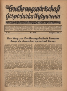 Die Ernährungswirtschaft t = Gospodarka Wyżywienia. Jg. 2, nr 15 (5.08.1942)