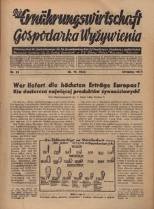 Die Ernährungswirtschaft t = Gospodarka Wyżywienia. Jg. 2, nr 22 (20.11.1942)