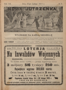 Nowa Jutrzenka : wychodzi na każdą niedzielę R. 12, Nr 8 (23 lutego 1919)