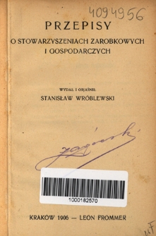 Przepisy o stowarzyszeniach zarobkowych i gospodarczych