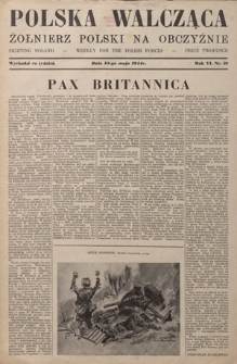 Polska Walcząca - Żołnierz Polski na Obczyźnie = Fighting Poland : weekly for the Polish Forces. R. 6, nr 19 (13 maja 1944)