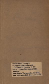 O prawie przyrodzoném i filozofii prawa, o celach, o metodzie i sposobie nauczania tego oboyga