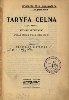 Taryfa celna. Cz. 1