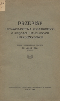 Przepisy ustawodawstwa podatkowego o księgach handlowych i uproszczonych