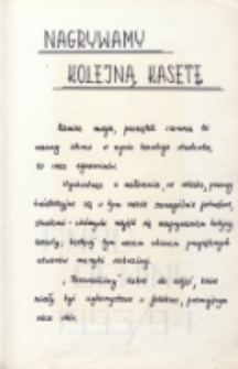 Nagrywamy kolejną kasetę, [maj-czerwiec 1993 r. ; folder chóru]