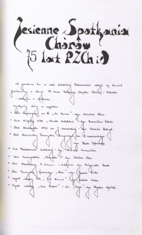 Jesienne Spotkania Ch&oacute;r&oacute;w : 75 lat PZCHiO, [2.12.2001 r.]