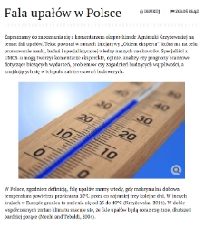 Fala upałów w Polsce – Agnieszka Krzyżewska