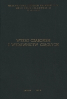 Wykaz Czasopism Znajdujących się w Bibliotece Uniwersyteckiej 1951