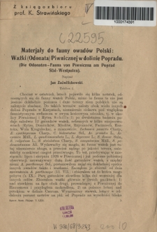 Materiały do fauny owad&oacute;w Polski : ważki (Odonata) Piwnicznej w dolinie Popradu = (Die Odonata - fauna von Piwniczna am Poprad S&uuml;d-Westpolen)