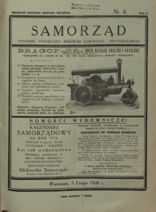 Samorząd : tygodnik poświęcony sprawom samorządu terytorialnego. R. 10, nr 6 (5 lutego 1928)