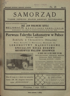 Samorząd : tygodnik poświięcony sprawom samorządu terytorialnego. R. 11, nr 18 (5 maja 1929)