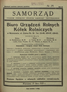 Samorząd : tygodnik poświęcony sprawom samorządu terytorialnego. R. 11, nr 33 (18 sierpnia 1929)
