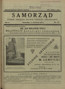 Samorząd : tygodnik poświęcony sprawom samorządu terytorialnego. R. 11, nr 47 (24 listopada 1929)