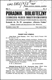 Poradnik Bibljoteczny Zjednoczenia Polskich Towarzystw Oświatowych : miesięcznik ułatwiający wybór książek dla bibljotek : dodatek do czasopisma "Oświata Polska" R. 7, nr 3 (1937)