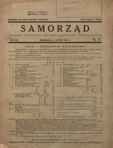 Samorząd : tygodnik poświęcony sprawom samorządu terytorialnego. R. 14, nr 8 (21 lutego 1932)