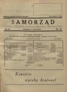 Samorząd : tygodnik poświęcony sprawom samorządu terytorialnego. R. 14, nr 30 (24 lipca 1932)
