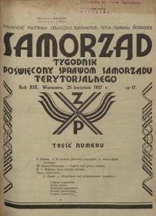 Samorząd : tygodnik poświęcony sprawom samorządu terytorialnego. R. 17, nr 17 (28 kwietnia 1935)