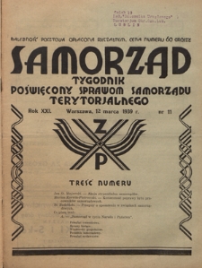 Samorząd : tygodnik poświęcony sprawom samorządu terytorialnego. R. 21, nr 12 (19 marca 1939)