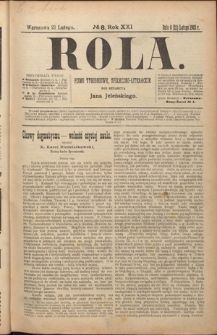 Rola : pismo tygodniowe, społeczno-literackie R. 21, nr 8 (8/21 lutego 1903)