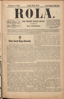 Rola : pismo tygodniowe, społeczno-literackie R. 21, nr 19 (26 kwietnia/9 maja 1903)