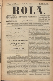 Rola : pismo tygodniowe, społeczno-literackie. R. 22, nr 13 (13/26 marca 1904)