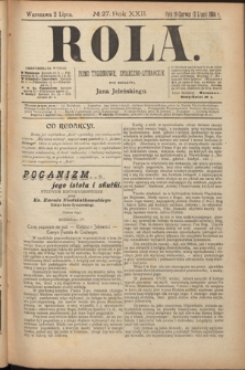 Rola : pismo tygodniowe, społeczno-literackie. R. 22, nr 27 (19 czerwca/2 lipca1904)