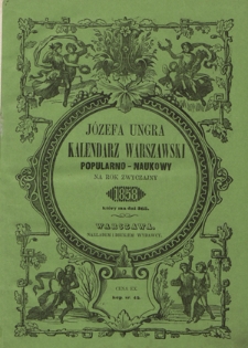 Józefa Ungra Kalendarz Warszawski Popularno-Naukowy na Rok Zwyczajny R. 13 (1858)