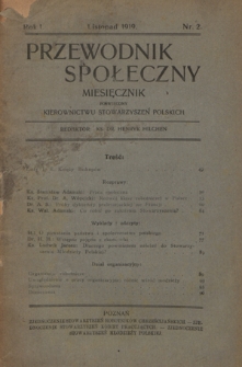 Przewodnik Społeczny : miesięcznik poświęcony kierownictwu stowarzyszeń polskich. R. 1, nr 2 (listopad 1919)