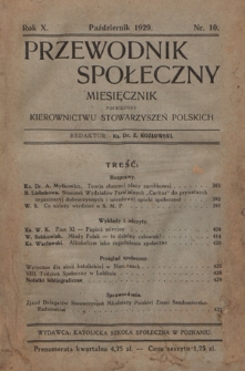 Przewodnik Społeczny : miesięcznik poświęcony kierownictwu stowarzyszeń polskich. R. 10 (1929), nr 10