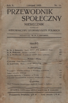 Przewodnik Społeczny : miesięcznik poświęcony kierownictwu stowarzyszeń polskich. R. 10 (1929), nr 11