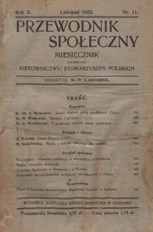 Przewodnik Społeczny : miesięcznik poświęcony kierownictwu stowarzyszeń polskich. R. 10 (1929), nr 11