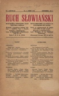 Ruch Słowiański. R. 1, nr 1 (listopad 1928)